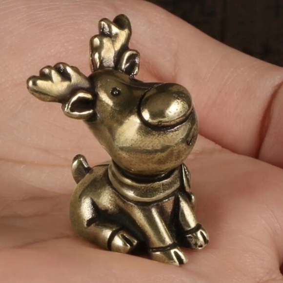 Antique Brass Reindeer Sculpture Figure - Picture 3 of 3